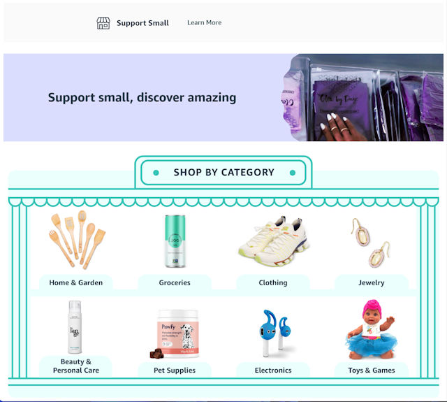 Support Small Business on Amazon screenshot